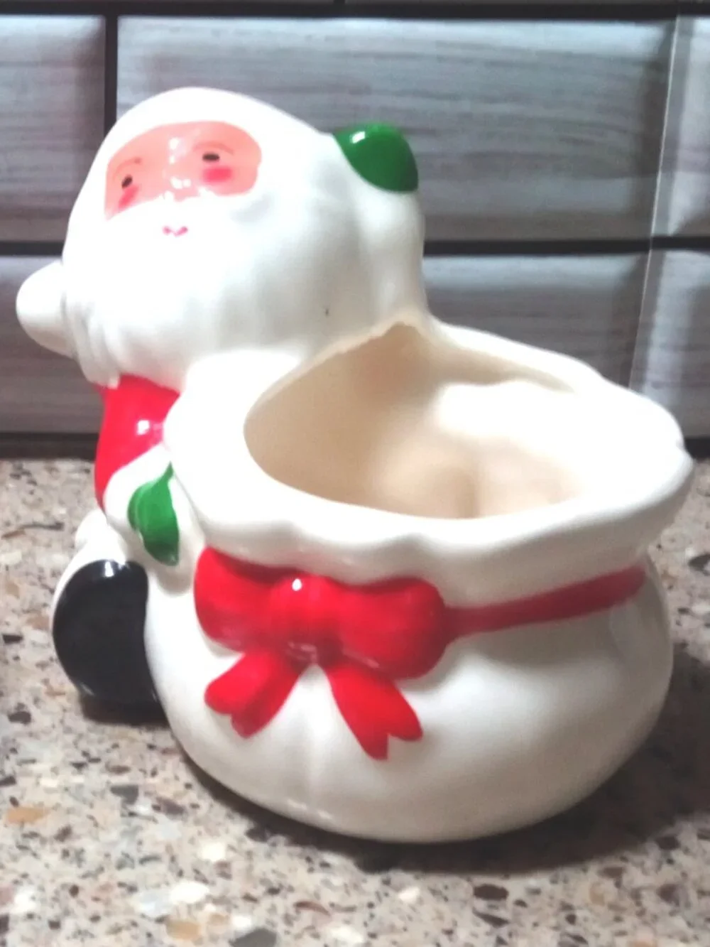 Vintage Ceramic Santa with Toy Bag Votive Candle Holder